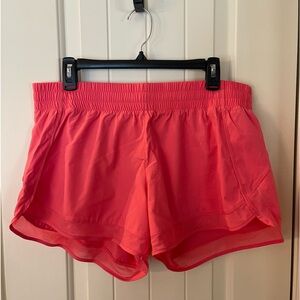 Athleta Mesh Racer Run 4” Short, Sz L, Bright Coral
